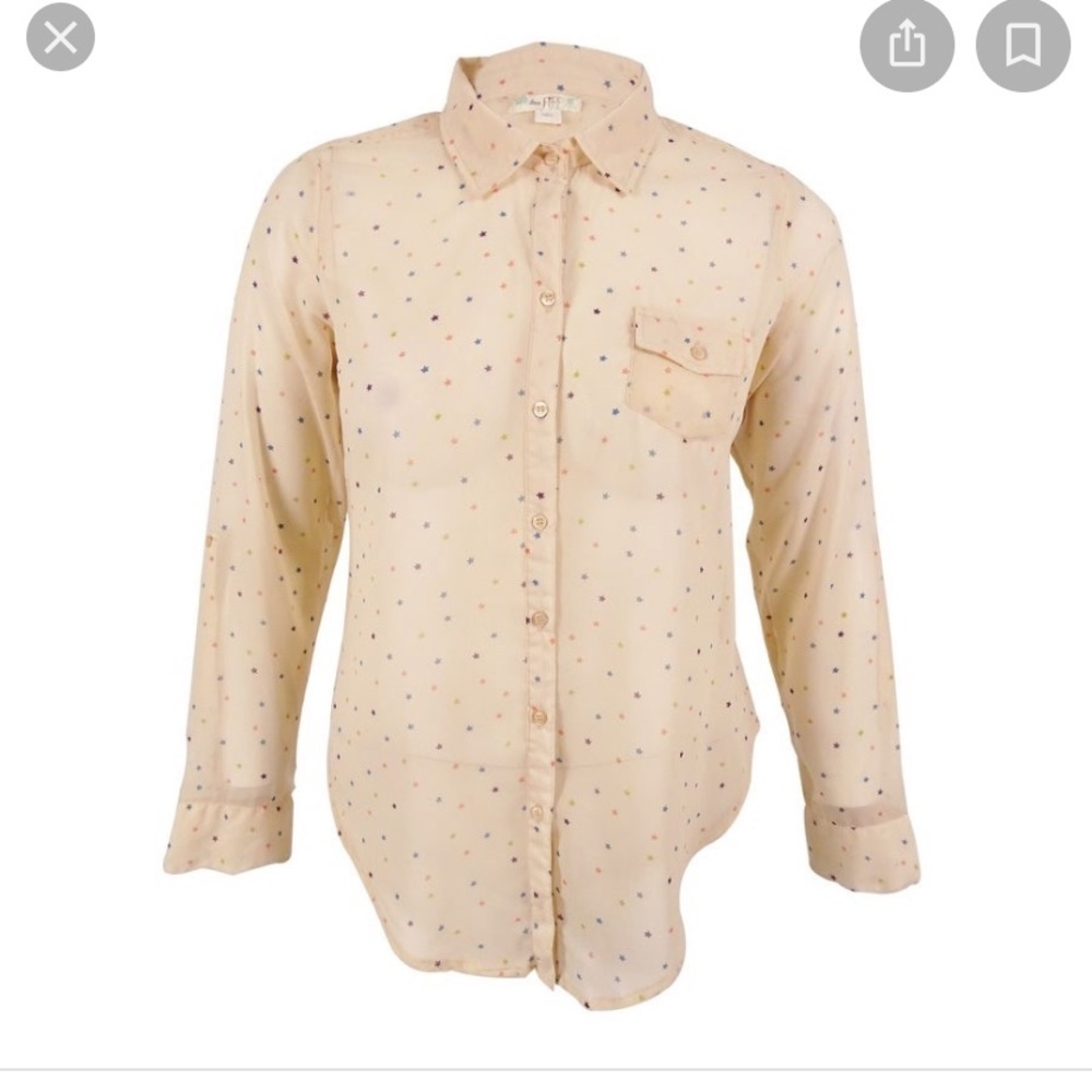 love, Fire Tab Sleeve Star Print Button Top